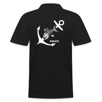Kapitän ahoi Pirat "Anker gelichtet" Bootsmann - Männer Poloshirt - Schwarz - Hinten - Kai (181cm)