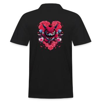 Valentine's Day | Monster | Heart | Roses | Valentine - Men's Polo Shirt - black - Back - Kai (181cm)