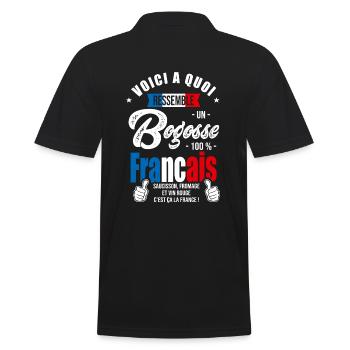 Bogosse Français vive la france - Polo Homme - noir - Dos - Kai (181cm)