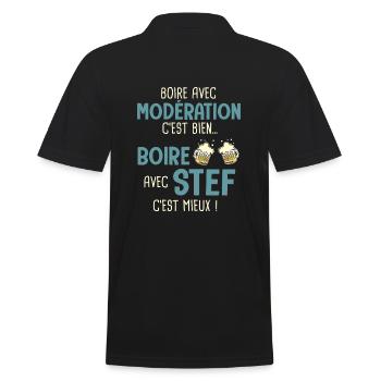 stéphane modération boire avec stef c est mieux - Polo Homme - noir - Dos - Kai (181cm)