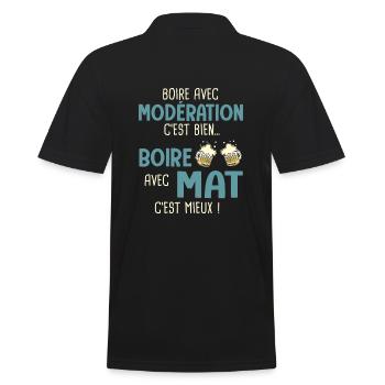 mathieu modération boire avec mat c'est mieux - Polo Homme - noir - Dos - Kai (181cm)