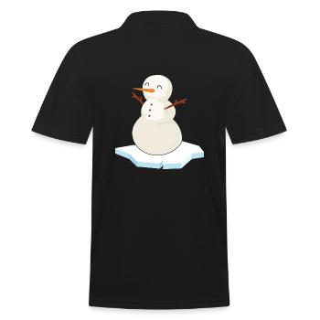 Eisbader "Schneemann am Eisloch" Winterschwimmen - Männer Poloshirt - Schwarz - Hinten - Kai (181cm)