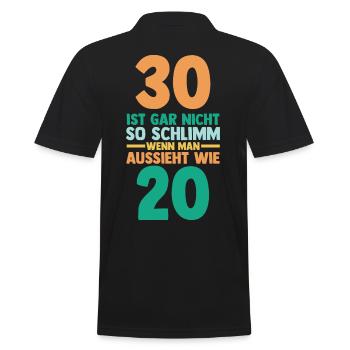 Dreißig 30 Jahre Dreißigster Geburtstag - Männer Poloshirt - Schwarz - Hinten - Kai (181cm)
