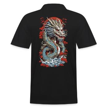 Mysticisme du dragon dans la gravure sur bois de couleur ukiyo-e - Polo Homme - noir - Dos - Kai (181cm)
