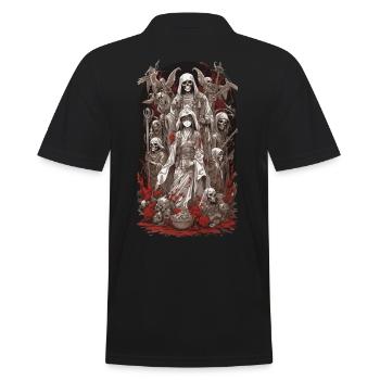 Okkultes Anime Gothic Streetwear Design - Männer Poloshirt - Schwarz - Hinten - Kai (181cm)