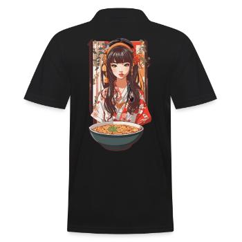 Ramen Ästhetik Retro Nudelsuppen Streetwear Design - Männer Poloshirt - Schwarz - Hinten - Kai (181cm)