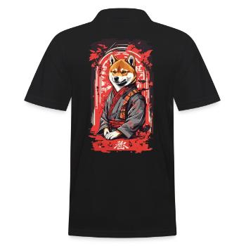 Shiba Kanji Retro Hunde Design im Japan Stil - Männer Poloshirt - Schwarz - Hinten - Kai (181cm)