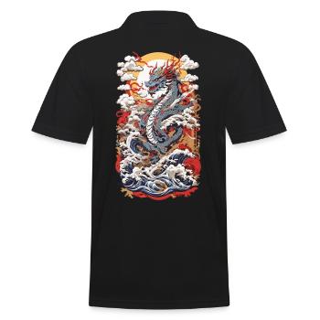 Ukiyo-E Stil Asiatischer Drache Retro Design - Männer Poloshirt - Schwarz - Hinten - Kai (181cm)