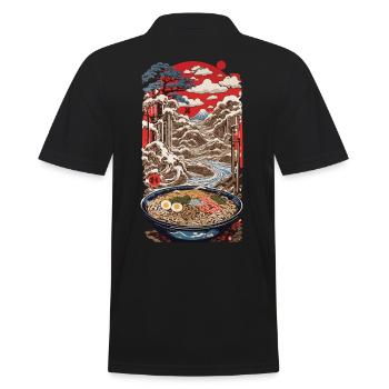 Vintage Ramen Ukiyo-e Streetwear Art Design - Men's Polo Shirt - black - Back - Kai (181cm)