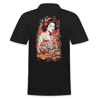 Japanische Aesthetic Sushi Vintage Ukiyo-E Kunst - Männer Poloshirt - Schwarz - Hinten - Kai (181cm)