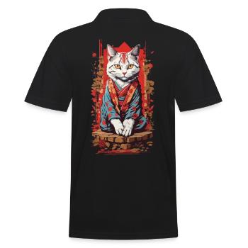 Japanische Ukiyo-E Katzen Geisha Kunst Design - Männer Poloshirt - Schwarz - Hinten - Kai (181cm)