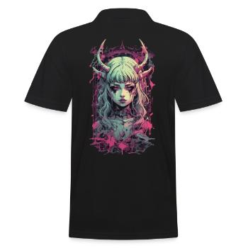 Pastel Goth Demon Gothic Girl Streetwear Design - Männer Poloshirt - Schwarz - Hinten - Kai (181cm)
