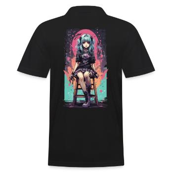 Anime Goth Mädchen Kawaii Pastel Streetwear - Männer Poloshirt - Schwarz - Hinten - Kai (181cm)