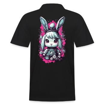 Goth Bunny Kawaii Pastel Gothic Design - Männer Poloshirt - Schwarz - Hinten - Kai (181cm)
