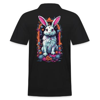 Goth Okkult Magischer Hase Streetwear Design - Männer Poloshirt - Schwarz - Hinten - Kai (181cm)