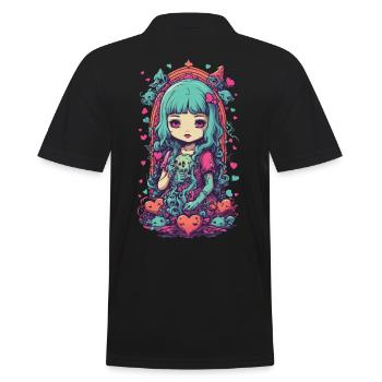 Weirdcore Goth Fille Occulte Amour Design - Polo Homme - noir - Dos - Kai (181cm)