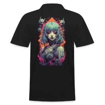 Gothic Girl Aesthetic Occult Vaporwave Design - Men's Polo Shirt - black - Back - Kai (181cm)