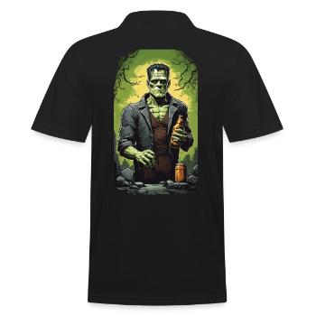 Spooky Beer Drinker Monster Halloween Design - Men's Polo Shirt - black - Back - Kai (181cm)