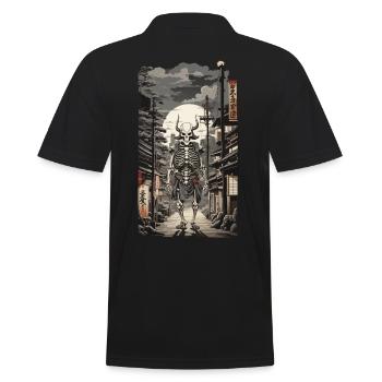 Ukiyo-E Yokai Skeleton Demon Streetwear - Men's Polo Shirt - black - Back - Kai (181cm)