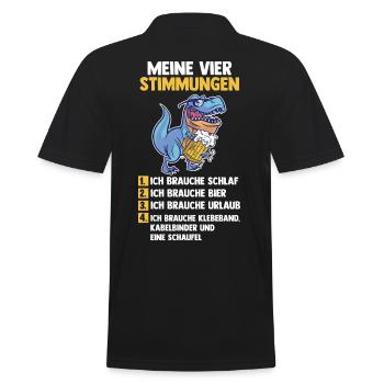 Dinosaurier Bier Meine Vier Stimmungen - Männer Poloshirt - Schwarz - Hinten - Kai (181cm)