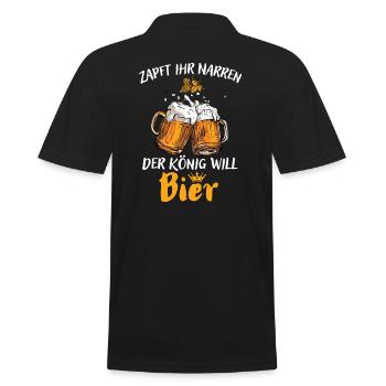 Bier-Zapft ihr Narren der König will Bier - Männer Poloshirt - Schwarz - Hinten - Kai (181cm)