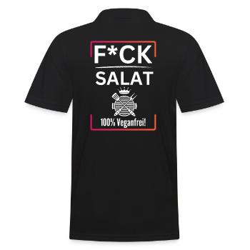 FCK Salat-100% Veganfrei-BBQ FCK Salat - Männer Poloshirt - Schwarz - Hinten - Kai (181cm)