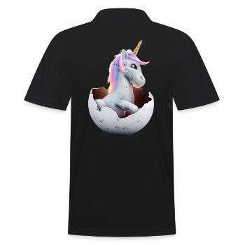 Baby unicorn hatches from egg - Men's Polo Shirt - black - Back - Kai (181cm)