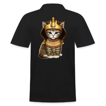 Ägyptischer Pharao Katze - Männer Poloshirt - Schwarz - Hinten - Kai (181cm)