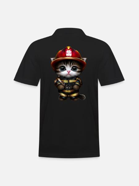 Fire Brigade Cat - Men's Polo Shirt - black