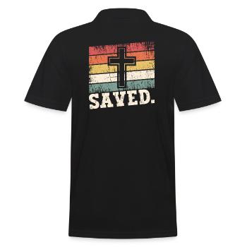 Jesus Christus - Christliches Shirt - Christliche - Männer Poloshirt - Schwarz - Hinten - Kai (181cm)