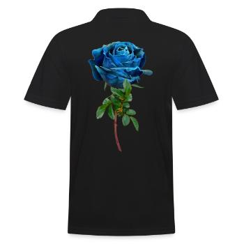 Blaue Rose - Männer Poloshirt - Schwarz - Hinten - Kai (181cm)