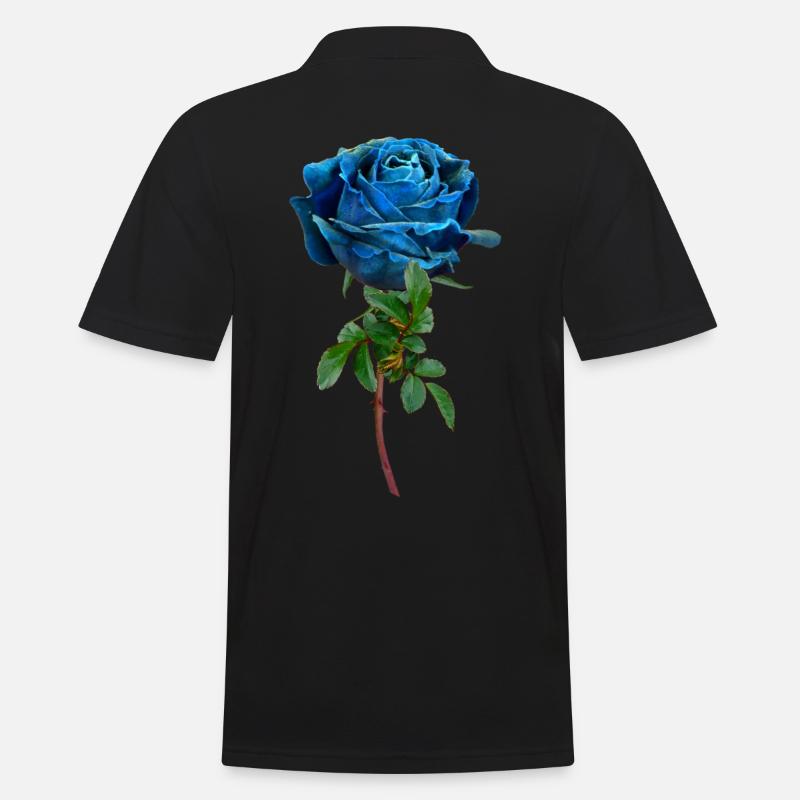 Blaue Rose - Männer Poloshirt - Schwarz