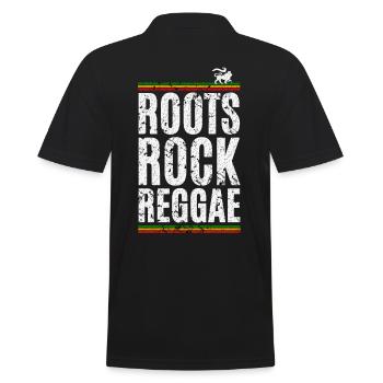 Roots Rock Reggae - Männer Poloshirt - Schwarz - Hinten - Kai (181cm)