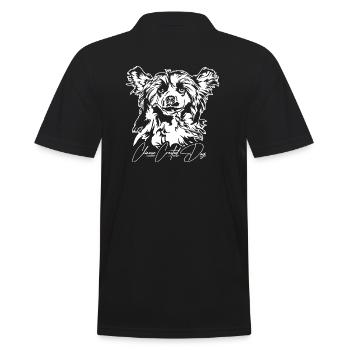 CHINESE CRESTED DOG Powderpuff Portrait Wilsigns - Männer Poloshirt - Schwarz - Hinten - Kai (181cm)