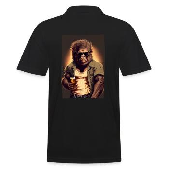 Badass gorilla with sunglasses and beer - Men's Polo Shirt - black - Back - Kai (181cm)