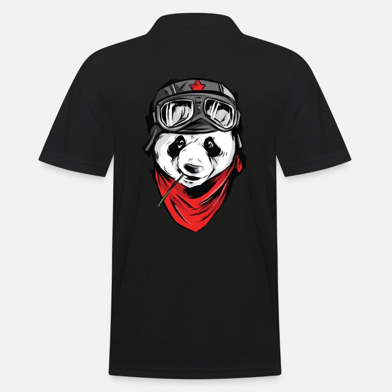 Panda Pilot - Männer Poloshirt - Schwarz