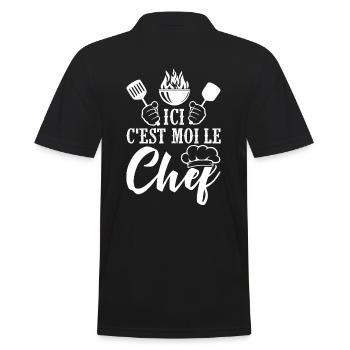 cuisinier cadeau cool chef papa papy cuisinier - Polo Homme - noir - Dos - Kai (181cm)