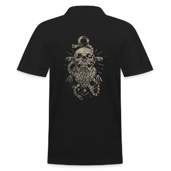 Skull in the anchor - Maritim Tattoo DesignArt - Men's Polo Shirt - black - Back - Kai (181cm)