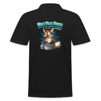 Wash Your Hands (blau) - Männer Poloshirt - Schwarz - Hinten - Kai (181cm)
