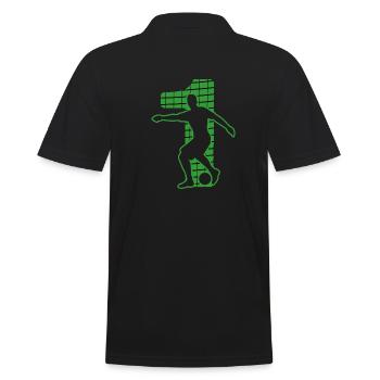 Fußball soccer sport Fußballer Fußballplatz NR.1 - Männer Poloshirt - Schwarz - Hinten - Kai (181cm)