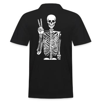 Costume de squelette Drôle Halloween Doigt de la paix - Polo Homme - noir - Dos - Kai (181cm)