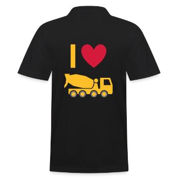 Ich liebe Betonmischfahrzeuge - Männer Poloshirt - Schwarz - Hinten - Kai (181cm)