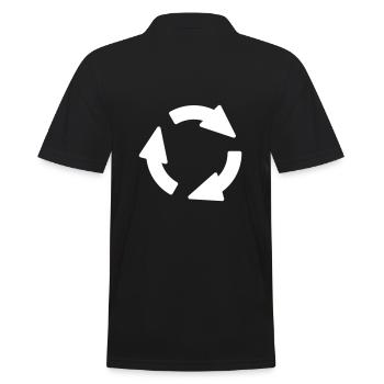 Pfeile im Kreis als Symbol für einen Kreislauf - Männer Poloshirt - Schwarz - Hinten - Kai (181cm)