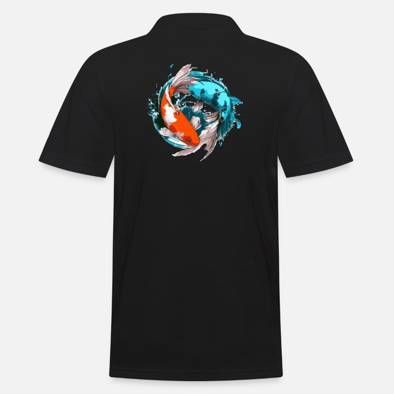 Koi Karpfen Harmonie - Männer Poloshirt - Schwarz