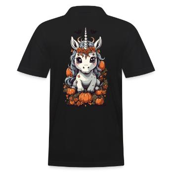Mignon Halloween Licorne et conception de citrouille - Polo Homme - noir - Dos - Kai (181cm)