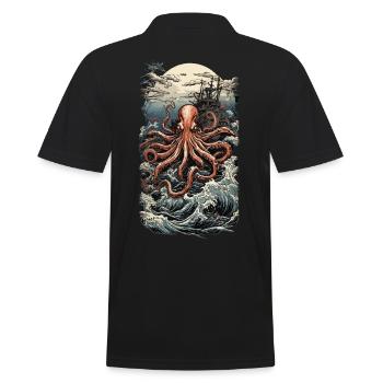 Ukiyo-e Japan Art Style Esthétique Kraken - Polo Homme - noir - Dos - Kai (181cm)
