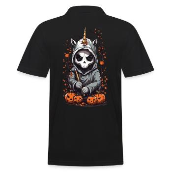 Kawaii Einhorn Sensenmann Halloween Zauber - Männer Poloshirt - Schwarz - Hinten - Kai (181cm)