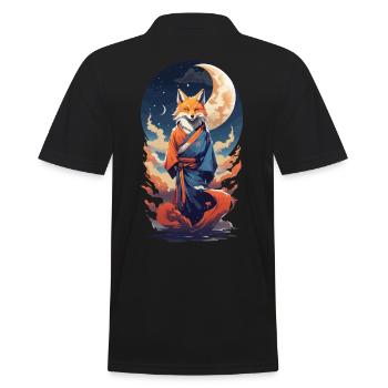 Mystical Kitsune in Kimono Japan Anime Yokai - Men's Polo Shirt - black - Back - Kai (181cm)
