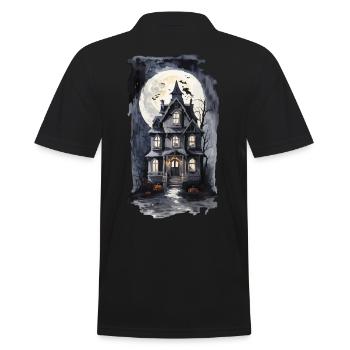 Maison hantée d’Halloween effrayante avec des chauves-souris - Polo Homme - noir - Dos - Kai (181cm)
