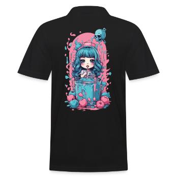 Gothic Kawaii Milkshake Anime Goth Design - Männer Poloshirt - Schwarz - Hinten - Kai (181cm)